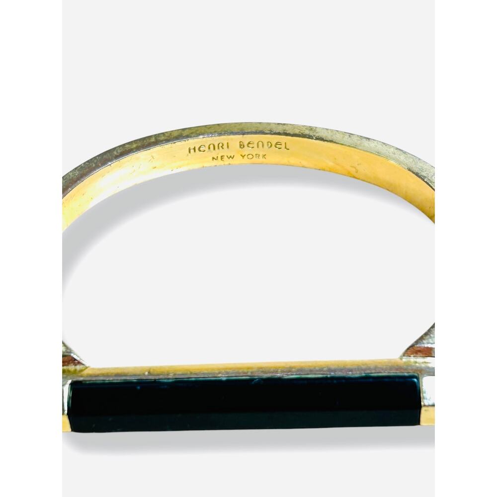 Vintage Henri Bendel New York Gold Tone
Black Resin Bar Hinged Bangle Bracelet - Picture 2 of 12